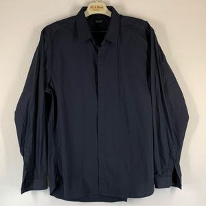 7 Diamonds Navy Blue Polka Dot Button Up Long Sleeve Casual Shirt Size Large